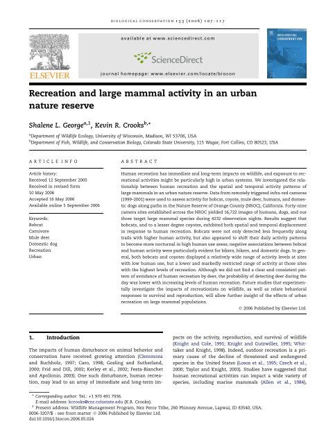 Recreation and large mammal activity in an urban nature reserve