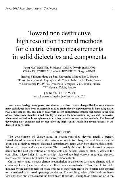 Toward non destructive high resolution thermal methods for electric ...