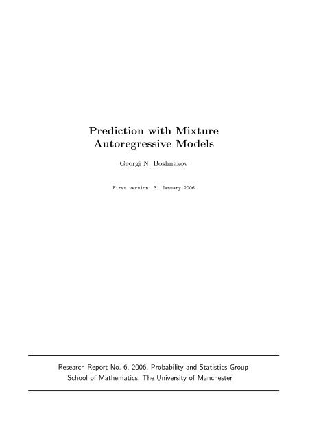 Prediction with Mixture Autoregressive Models - MIMS - The ...