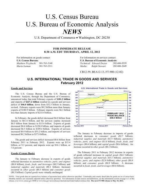 U.S. International Trade in Goods and Services report