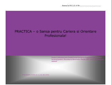 PRACTICA â o Sansa pentru Cariera si Orientare Profesionala!