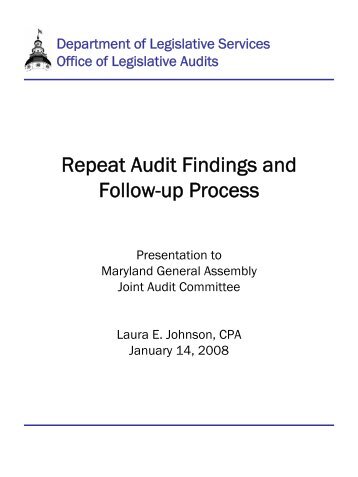 Repeat Audit Findings and Follow-up Process - Office of Legislative ...