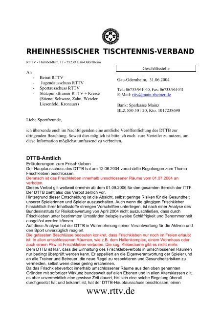 Frischklebeverbot - RTTV Kreis Mainz