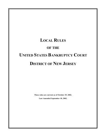 Local Rules - United States Bankruptcy Court - District of New Jersey