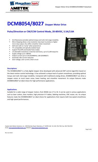 download manual - Haydon Kerk Motion Solutions