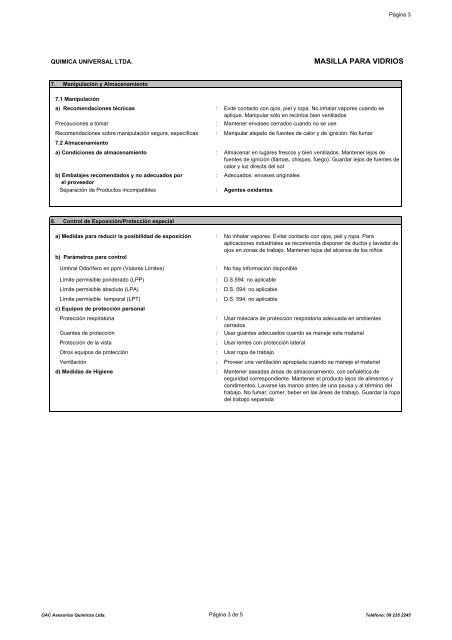 masilla para vidrios hoja de datos de seguridad de productos ...