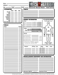 MechWarrior 3rd Record Sheet PDF