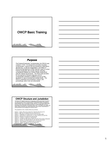 OWCP Basic Training - 15th Annual Federal Workers ...