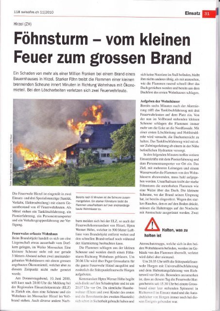 Feuer zum grossen Brand