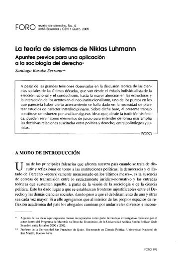 La teoría de sistemas de Niklas Luhmann - Repositorio UASB-Digital