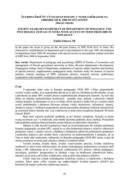 hlavný referát - Slovenská poľnohospodárska knižnica pri SPU