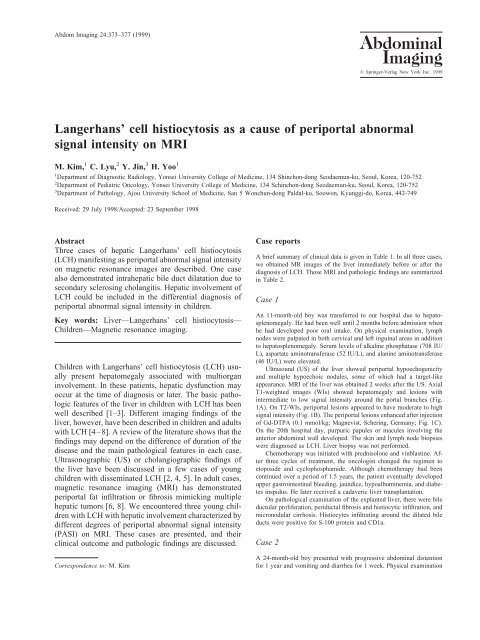 Langerhans' cell histiocytosis as a cause of periportal abnormal ...