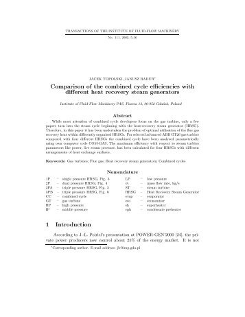 Comparison of the combined cycle efficiencies with different heat ...