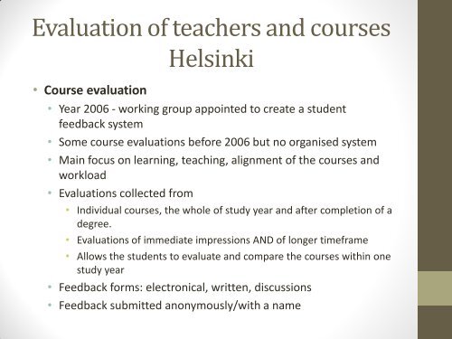 Methods of Evaluation of Teachers and Curricula by Students - EAEVE