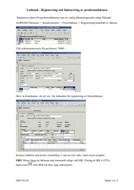 Lathund - Registrering och fakturering av proformafaktura