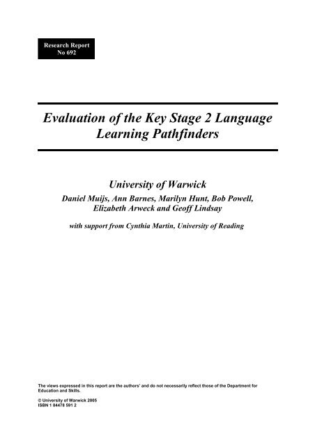 Evaluation of the Key Stage 2 Language Learning Pathfinders