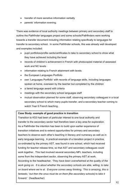 Evaluation of the Key Stage 2 Language Learning Pathfinders