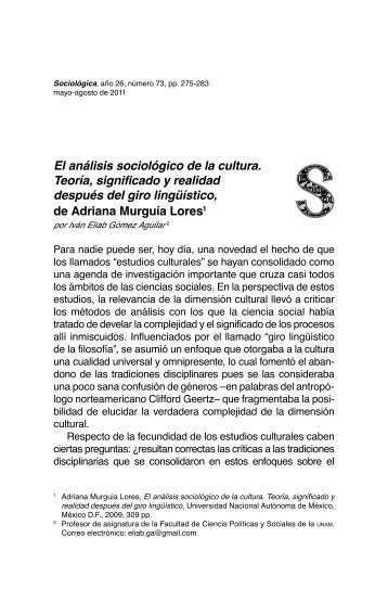 El anÃ¡lisis sociolÃ³gico de la cultura. TeorÃ­a, significado y realidad ...