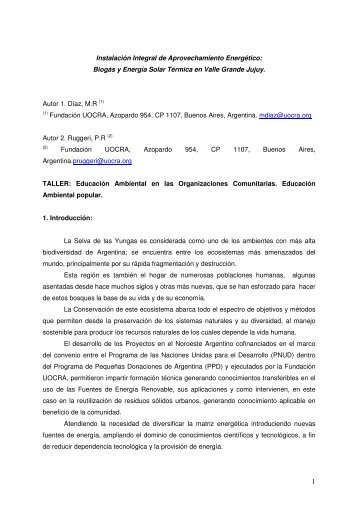 InstalaciÃ³n Integral de Aprovechamiento EnergÃ©tico ... - CubaEnergia