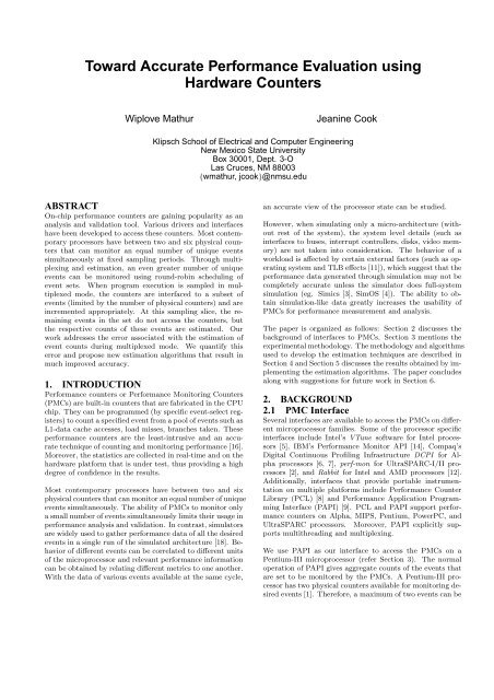 Toward Accurate Performance Evaluation using Hardware Counters