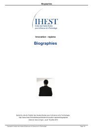 Biographies - Institut des Hautes Etudes pour la Science et la ...