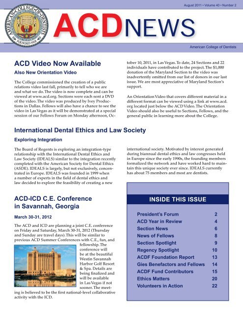 ACDNEWS - American College of Dentists