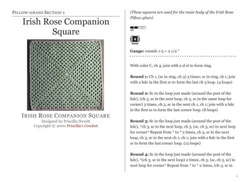 Irish Rose Companion Square - Priscilla's Crochet