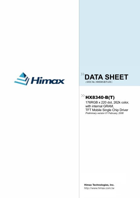 HX8340B(N) (datasheet) - Adafruit HX8340B(N) (datasheet) - Adafruit