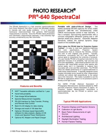 PR-640 Brochure - Photo Research, Inc.