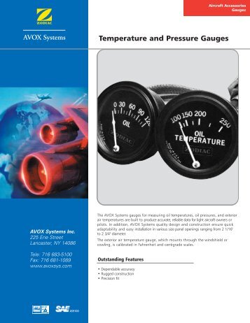 Temperature and Pressure Gauges - AVOX Systems, Inc.