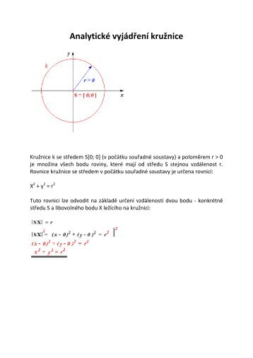 AnalytickÃ© vyjÃ¡dÅenÃ­ kruÅ¾nice