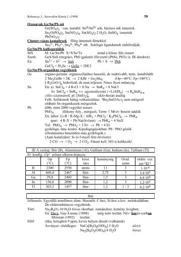 58 Oxosavak Ge/Sn/Pb sói Ge(SO ) - Szervetlen Kémiai Tanszék