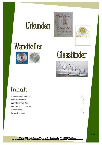 Urkunden und Rahmen 1-3 Metall-Wandteller 4 Wandteller aus Zinn ...