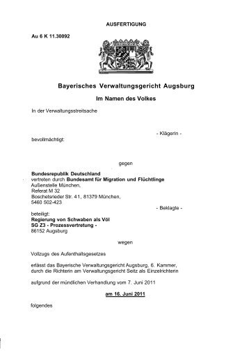 Bayerisches Verwaltungsgericht Augsburg - European Database of ...