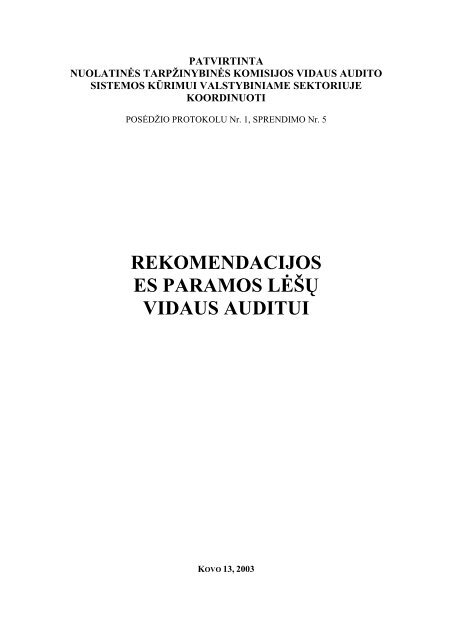 Rekomendacijos ES paramos lėšų vidaus auditui - Finansų ministerija