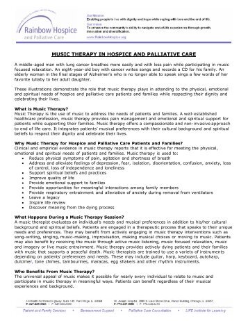 music therapy in hospice and palliative care - Rainbow Hospice