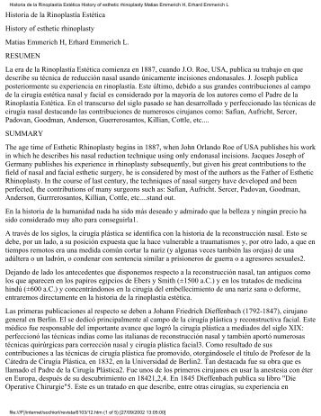 Historia de la RinoplastÃ­a EstÃ©tica History of esthetic rhinoplasty ...