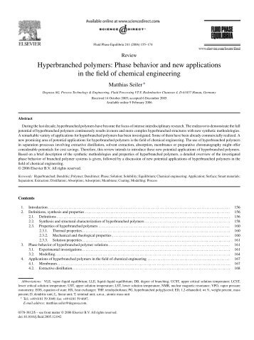 Hyperbranched polymers: Phase behavior and new applications in ...