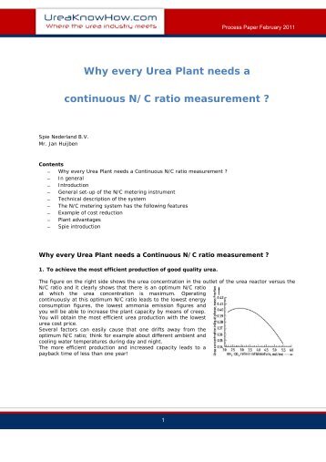 Why every Urea Plant needs a continuous N/C ratio measurement ?