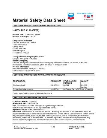 havoline xlc (of02) - Chevron Global Marine