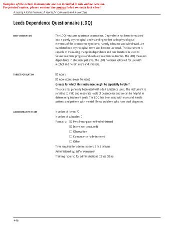 Leeds Dependence Questionnaire (LDQ)