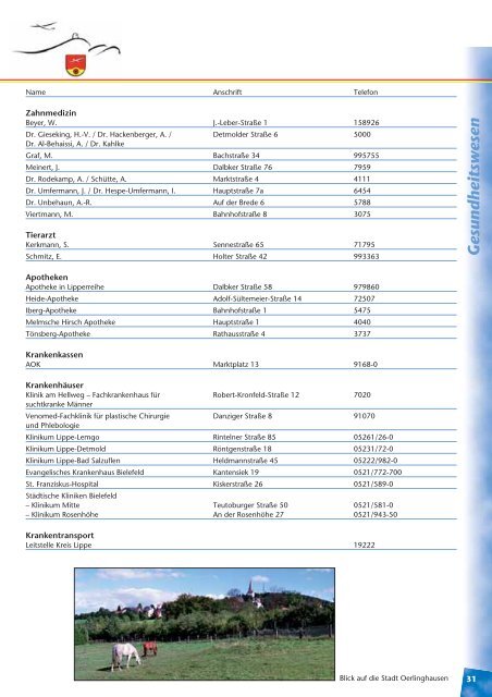 Informations-Broschüre der Stadt Oerlinghausen