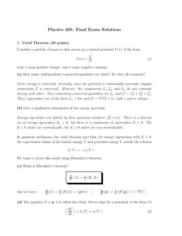 Physics 305: Final Exam Solutions