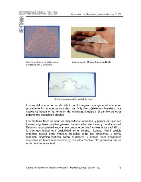 Antenas fractales en sistemas celulares - Universidad de Manizales