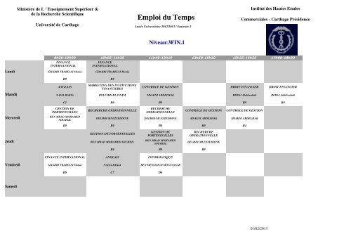 Emploi du Temps - IHEC