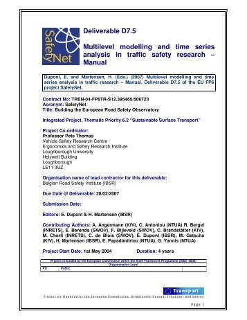 Multilevel modelling and time series analysis in ... - ERSO - Swov