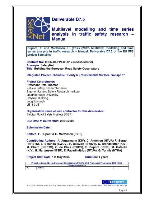 Multilevel modelling and time series analysis in ... - ERSO - Swov