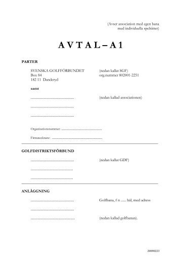 A V T A L – A 1 - Golf.se