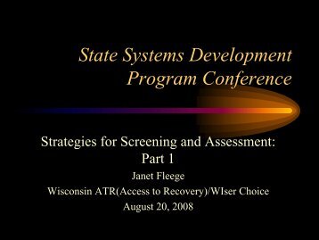 Janet Fleege, M.A., M.S., CAPSW - State Systems Development ...