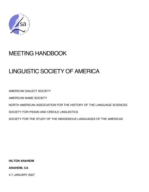 View the meeting handbook - Linguistic Society of America